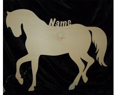 Schlummerlicht24 3d Led Nacht-Licht Pferd-e Mit Name personalisiert Ein Elektronik Holz Wand-Tattoo Geschenk für Mädchen Baby Erwachsene Freundin Frauen im Kinder-Zimmer