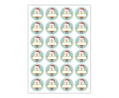 24 Weihnachtsmann Aufkleber zum beschriften , MATTE Papieraufkleber für Einladungen, Geschenke, Etiketten für Tischdeko, Pakete, Briefe und mehr (ø 45mm; 24 x 1 Motiv)