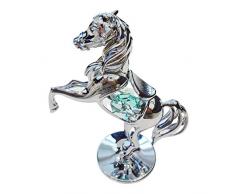 Crystocraft Dekofigur Pferd, Pferd, mit Swarovski-Kristallen, versilbert, mit Geschenkbox, Grün