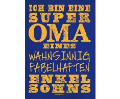 OMA VERSTEHER super Oma ... fabelhaften Enkelsohns zum Geburtstag DANKESCHÖN mit Herz - Kissenbezug - zu Weihnachten - Print Motiv Kissenhülle Deko 40x40cm royal blau : )