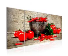 Bilder Küche - Gemüse Wandbild 200 x 80 cm - 5 Teilig Vlies - Leinwand Bild XXL Format Wandbilder Wohnzimmer Wohnung Deko Kunstdrucke Braun - MADE IN GERMANY - Fertig zum Aufhängen 005855a
