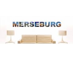 INDIGOS UG - WANDTATTOO / Wandsticker / Wandaufkleber / Aufkleber farbige Wandschrift Städtename Merseburg mit Sehenswürdigkeiten 180 x 22 cm Länge