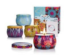 Yinuo Mirror Duftkerzen Geschenk-Set fur Damen, 4 Pack SojaWachs-Kerze, 4 * 4.4 Oz, für Muttertag, Geburtstag, Valentinstag, Aromatherapie, Bad, Yoga