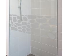 WANDKINGS Milchglasfolie Steinmauer Motiv 100 x 50 cm (B x H) für Fenster, Glastüren, Duschen & mehr