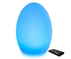 Mr.Go 19cm LED Ei Licht Dimmbar Nachttischlampe mit Fernbedienung, Wiederaufladbar Batterie Ei-Nachtlicht Tischlampe für Kinderzimmer mit 16 RGB Farben und 4 Farbwechsel Modi
