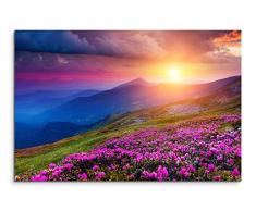 Eau Zone GmbH Kunstdruck auf Leinwand 120x80cm Künstlerische Fotografie – Blumenwiese vor malerischem Himmel