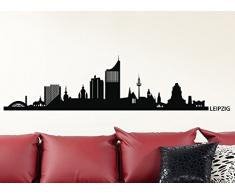 Wandaro W3291 Wandtattoo Skyline Leipzig I schwarz (BxH) 100 x 25 cm I selbstklebend Stadt Aufkleber Städte der Welt Wandsticker Wandaufkleber