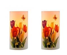 2x LED Echtwachskerzenset Tulpe Kerzen