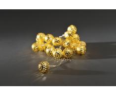 Konstsmide 3158-803 LED Dekolichterkette kleine Metallbälle / 20 warm weiße Dioden / Batterien: 3xAA 1.5V / transparentes Kabel / gold
