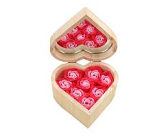 Nyutop Valentinstag Holz Simulation Rosenform Kerze Kerze Geschenkbox