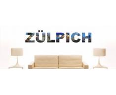 Wandtattoo farbige Wandschrift Städtename Zülpich mit Sehenswürdigkeiten 180 x 33 cm Länge
