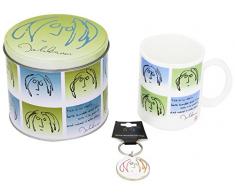 Geschenkset John Lennon ( Geschenkdose, Tasse, Schlüsselanhänger ) im This is My Story Album Design