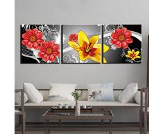 HGKJDL 3 aufeinanderfolgende Gemälde Leinwandbilder Wandbilder Stilleben Blumenbilder Gemälde für Schlafzimmer 3 Stück Moderne Poster Gestreckt HD Mode Kunst Wandbild 40 * 40 Kein Rahmen