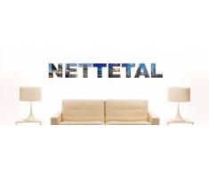 Wandtattoo farbige Wandschrift Städtename Nettetal mit Sehenswürdigkeiten 180 x 23 cm Länge