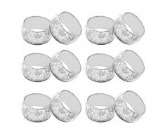 SKAVIJ Silber Metall Blumen Serviettenring-Set für Esstischdekoration (12 stück)