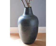 Vase FORMIA Metallvase schwarz blau - Dekovase Metall gehämmert - Landhaus modern skandinavisch Retro-Design