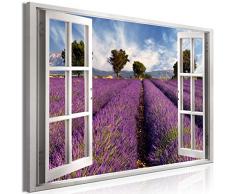 murando - Bilder Fensterblick 120x80 cm Vlies Leinwandbild 1 TLG Kunstdruck modern Wandbilder XXL Wanddekoration Design Wand Bild - Landschaft Lavendel c-C-0370-b-a
