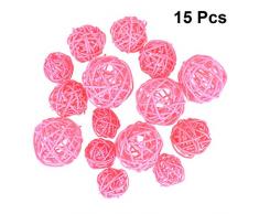 Amosfun 15 stücke weidenrattan Ball runde weidenkugeln dekorative Kugeln vase füllstoffe für Weihnachten Hochzeit DIY Handwerk Dekoration 3 cm 4 cm 5 cm (rosa)