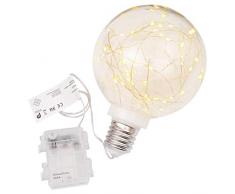 Dekokugel „Glühbirne“ - 40 LED warm weiß Ø 15 cm Lichterkugel Leuchtball Batterie Timer Weihnachtsdeko Deckenleuchte Vintage Deko-Birne Gartendeko