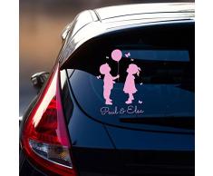 ilka parey wandtattoo-welt® Autotattoo Kinder Autoaufkleber Stoßstangenaufkleber Heckscheibe Junge und Mädchen mit Luftballon und Wunschnamen M2196 - ausgewählte Farbe: *weiß* ausgewählte Größe: *S - 16cm breit x 25cm hoch*