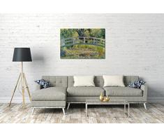 Leinwandbild: Claude Monet - japanische Brücke über den Seerosenteich (1899) - Impressionismus - Format 80x60 cm - Leinwand auf Keilrahmen gespannt und fertig zum Aufhängen - hochwertiger Leinwanddruck aus deutscher Produktion