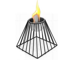 Tischkamin Bio-Ethanol Kamin Pulverbeschichtetes Metall Tischdeko Feuerschale Tischfeuer - ver.Modelle-schwarz - Bio-Ethanol-Brenner aus Edelstahl (Pyramide: 13,5 x 13,5 x 15,5 cm)