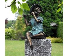 pompidu-living Junge mit Flöte, Bronzefigur