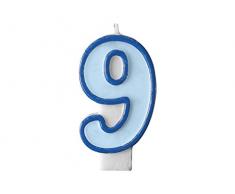 Zahlenkerze hellblau * Zahl 9 * ca. 40 x 70 mm