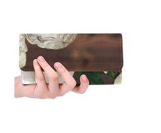 Einzigartige Benutzerdefinierte Engel Figur Weiße Blumen Frauen Trifold Brieftasche Lange Geldbörse Kreditkarteninhaber Fall Handtasche