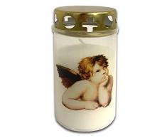 HAC24 20er Set Grablicht Weiss mit Deckel Grabkerzen mit Engel Motiv Friedhofskerzen Grablichtkerze Trauerlicht Gedenkkerze Grabdekoration Grabdeko