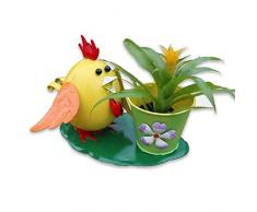 Dekofigur Vogel mit Pflanztopf aus Metall 17x24 cm