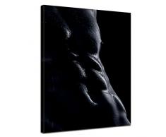 Kunstdruck - Mann Erotik - schwarz weiß - Bild auf Leinwand - 90 x 120 cm - Leinwandbilder - Bilder als Leinwanddruck - Wandbild von Bilderdepot24 - Akt & Erotik - Männerkörper mit Wassertropfen - schwarzweiß