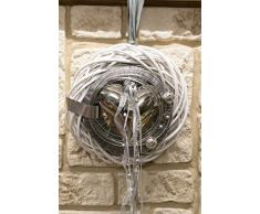 HIKO-EVENTDEKO Türkranz Nr.48 Wandkranz 30 cm weiß mit grauem Band und Metallherz Türdeko Doppelkranz