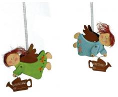 Jumper Schutzengel aus Holz und Metall, süße Dekoration im bunten Design, bewachen ihre Schützlinge und sind durch ein Namensschild personalisierbar, 2er Set auch als schönes Gastgeschenk geeignet