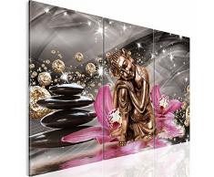 Bilder 120 x 80 cm - Buddha Bild - Vlies Leinwand - Kunstdrucke -Wandbild - XXL Format – mehrere Farben und Größen im Shop - Fertig Aufgespannt !!! 100% MADE IN GERMANY !!! - Steine – Blumen – Feng Shui 505331a