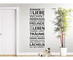 Grandora W5084 Wandtattoo Zitat Zuhause ist wo die Liebe wohnt I schwarz 58 x 155 cm I Flur Spruch Aufkleber Wandaufkleber Wandsticker
