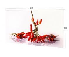 GRAZDesign Küchenrückwand Glas-Bild Spritzschutz Küche Herd Edler Kunstdruck hinter Glas Bild-Motiv Chili Eyecatcher für Zuhause / 80x50cm