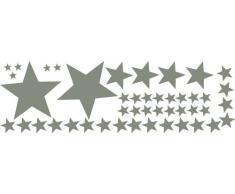 Fenstertattoo 50 Stück selbstklebende, Graue Sterne gemischt Ø15-2cm, Aufkleber, gemischt, Fensterdekoration zu Weihnachten Fensterbild / Fensteraufkleber, Wandtattoo Deko Sticker, Autoaufkleber, Weihnachtsdekoration, Schaufenster In- und Outdoor 70016