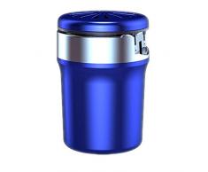 FFTUB Becherhalter Aschenbecher Mit Duft, Aschenbecher Für Zigaretten, Rauch- Und Geruchsentfernung Abnehmbar Und Waschbar Automatische LED-Leuchte Dicht Verschlossen,Blau