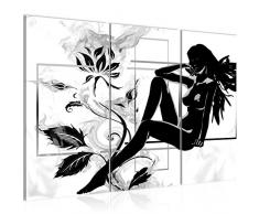Bilder Erotik Frau Wandbild 120 x 80 cm - 3 Teilig Vlies - Leinwand Bild XXL Format Wandbilder Wohnzimmer Wohnung Deko Kunstdrucke Grau -100% MADE IN GERMANY - Fertig zum Aufhängen 300431c