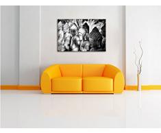 Meditierende Buddha-Statuen in einer Reihe Kunst B&W, Format: 120x80 auf Leinwand, XXL riesige Bilder fertig gerahmt mit Keilrahmen, Kunstdruck auf Wandbild mit Rahmen, günstiger als Gemälde oder Ölbild, kein Poster oder Plakat