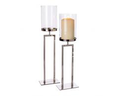 Pureday Windlicht New York - Kerzenhalter - Metall Glas - Silber - mittel