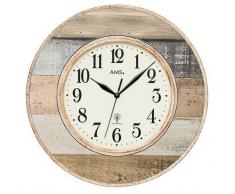 AMS Funk-Wanduhr, Holz, Mehrfarbig, 38 x 38 x 6 cm
