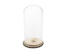 VBS Glasdom Glasglocke mit Holzboden 3-tlg. Glashaube 17cm hoch Glassturz Uhrenschutz Käseglocke Haube