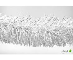 3m Weihnachtsgirlande 15cm weiß // Silvester Karneval Weihnachten Deko Christbaumschmuck Girllande Weihnachtsbaum Lametta 150mm