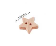 SUPVOX 200 Stücke Holz Stern Knöpfe 2 Löcher Holzknöpfe für Nähen Scrapbooking DIY Handwerk
