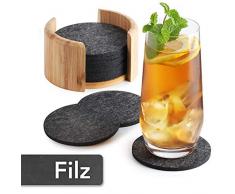 Sidorenko Filz Untersetzer rund für Gläser - 10er Set Ink. Box - Design Glasuntersetzer in dunkelgrau für Getränke, Tassen, Bar, Glas - Premium Tischuntersetzer Filzuntersetzer