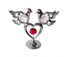 Crystocraft Dekofigur Taubenherz, mit Swarovski-Kristallen, mit Geschenkbox, Rot / Pink