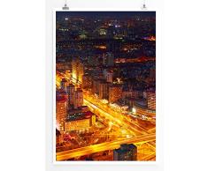 EAU ZONE Bilder - Naturbilder – Verkehrskreuzung bei Nacht in Peking China- Leinwand Kunstdrucke Wandbilder aus Deutschland