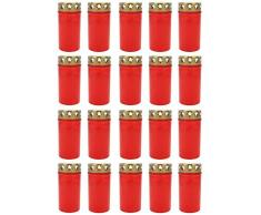 Beste Choice Grablicht Brenner Nr. 3 rot mit Deckel Grabkerzen Friedhofskerzen Grablichtkerze Trauerlicht Gedenkkerze Grabdekoration Grabdeko (20er Pack)